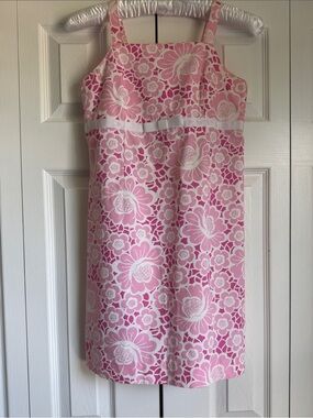 Girls LillyPulitzer Pink & White Floral A-Line Shift Dress. Size 14.